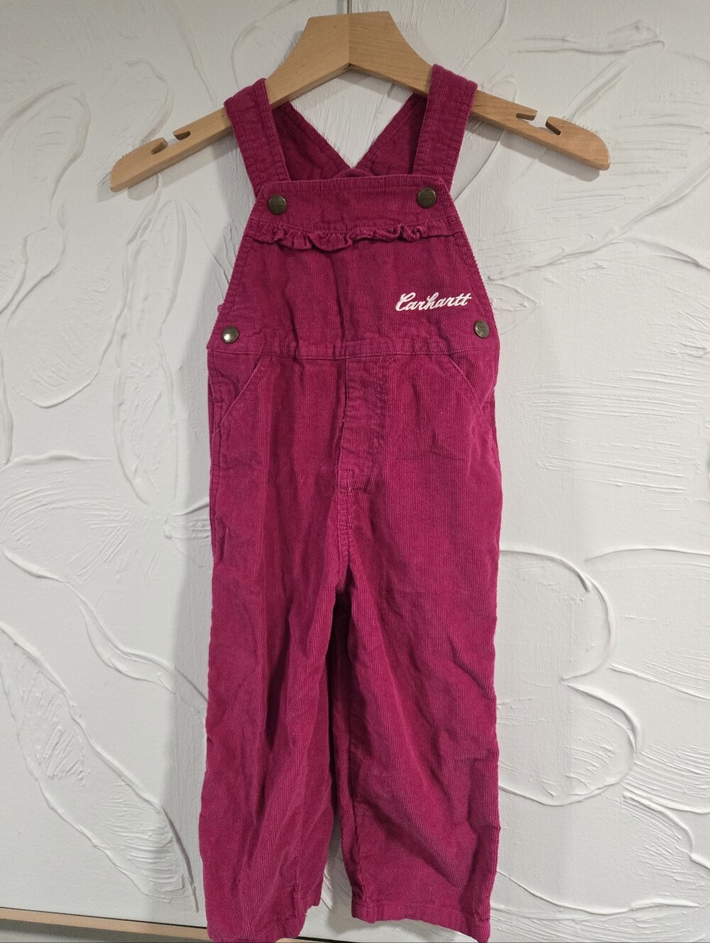 Carhartt• Girls Magenta Corduroy Overalls. Sz 3T